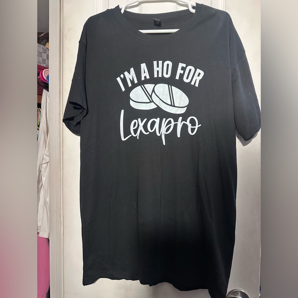 Black Graphic T-Shirt with Lexapro Print